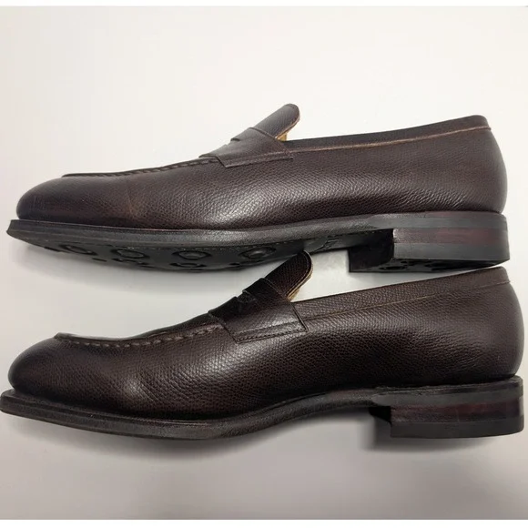 Meermin Dark Brown Pebble Grain Penny Loafers Goodyear Men 9.5UK 10.5US Mallorca